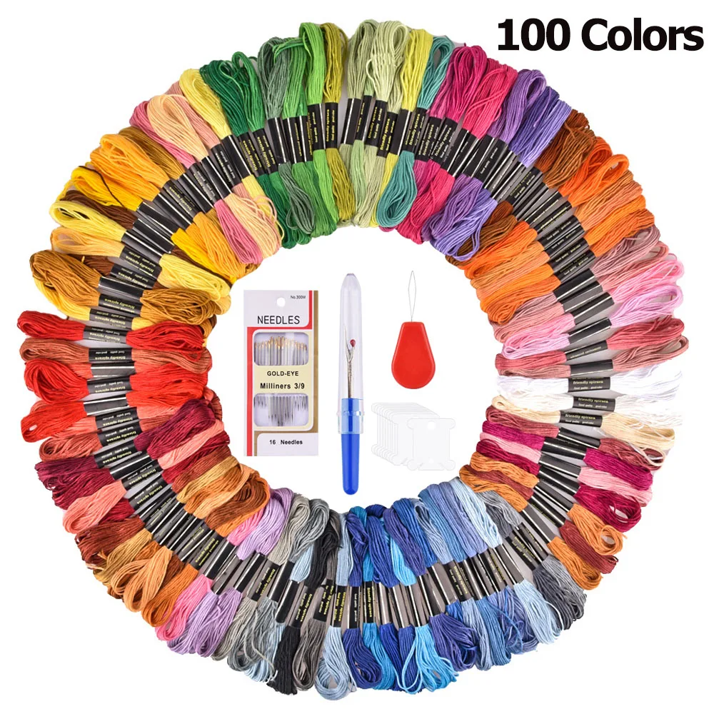 

Cross Stitch Thread Tool Set Sewing Needle DIY Cross Stitch Embroidery Kit Sewing Thread Guide Seam Ripper Needlework Accessory