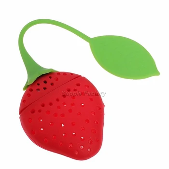 

100pcs Strawberry Tea Infuser Silicone Loose Leaf Tea Strainers Herbal Spice Infuser Filter