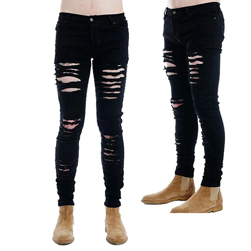Laipelar новые модные мужские черные белые обтягивающие облегающие джинсы, рваные джинсы с дырками