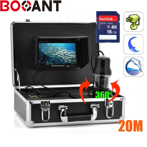 

20m 360 Degree rotation SONY CCD PTZ Underwater video Camera with 7 Inch LCD moniot box Freeship with 8GB SD card