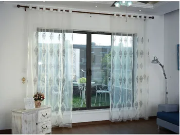 

European Embroidered Voile Curtains Bedroom Sheer Curtains for Living Room Tulle Window Curtains/Panels Window Screening