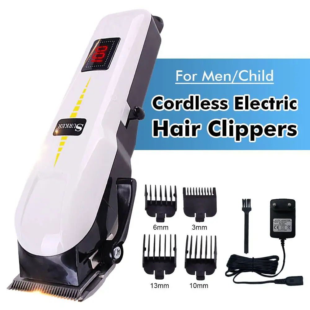 

Surker Electric Hair Clipper Barber Shop Professional Rechargeable LCD Cordless Hair Trimmer 0.8-2.0mm Adjustable for Men Child