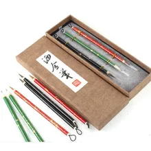 Расширенный кролик волос Китайская каллиграфия кисть комплект ласка несколько волосков каллиграфия китайской живописи кистью подарочный набор