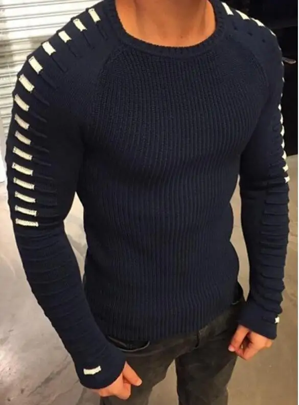 Для Мужчин's Повседневное Slim-Fit свитер вязаный в полоску с длинными рукавами в стиле пэчворк пуловер Мужской эластичные пикантные однотонные Весна Основные рубашка первоклассника