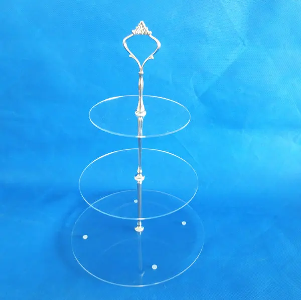 

Portable transparent acrylic cake stand 100mm height cake display rack with metal hanger