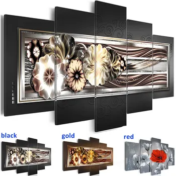 

Modern Painting Canvas 5 Panels Exquisite Elegant Abstract Flowers Wall Art Picture Printing Canva Posert Home Decor