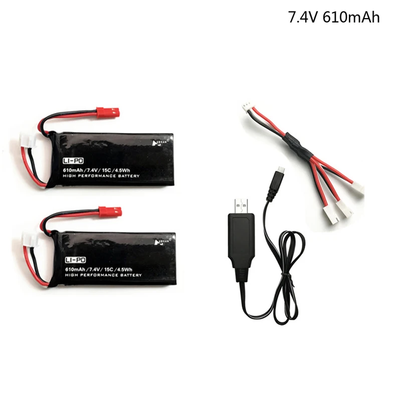 7,4 V 610mAh lipo батарея 15C 4.5WH батарея для Hubsan X4 H502S H502E H216A с зарядным устройством для радиоуправляемого квадрокоптера дрона части 7,4 V