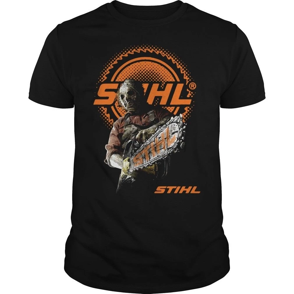 

Leatherface STIHL Shirt Halloween Gift Black Cotton Men T-shirt Size M-3XL