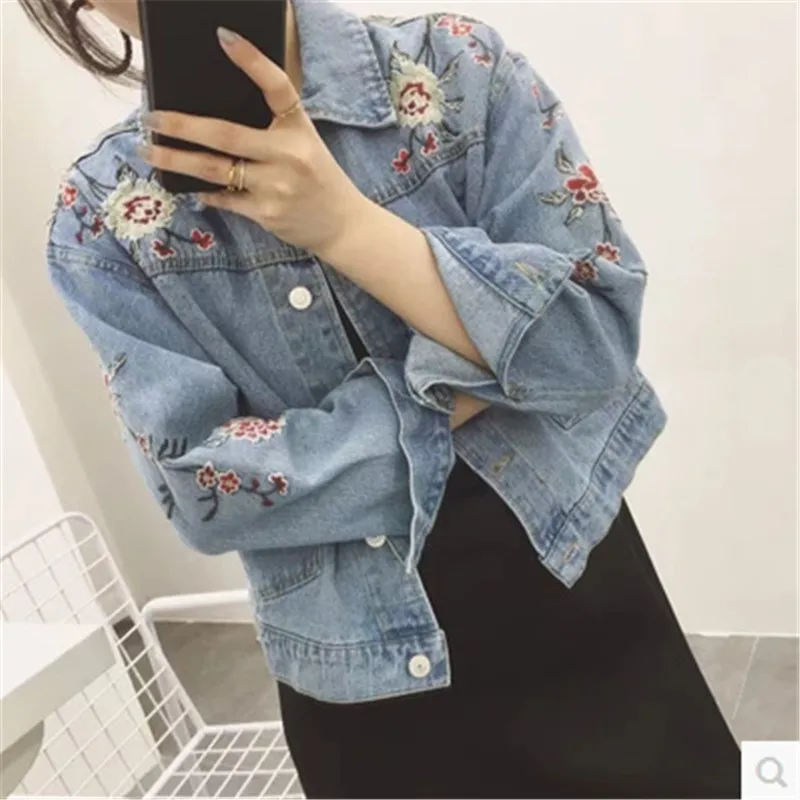 الربيع الكورية المرأة الرجعية غسلها الزهور المطرزة ضوء الأزرق رفض طوق الدنيم سترة الإناث خمر سترة MZ2364 الربيع الكورية المرأة الرجعية غسلها الزهور المطرزة ضوء الأزرق رفض طوق الدنيم سترة الإناث خمر سترة MZ2364