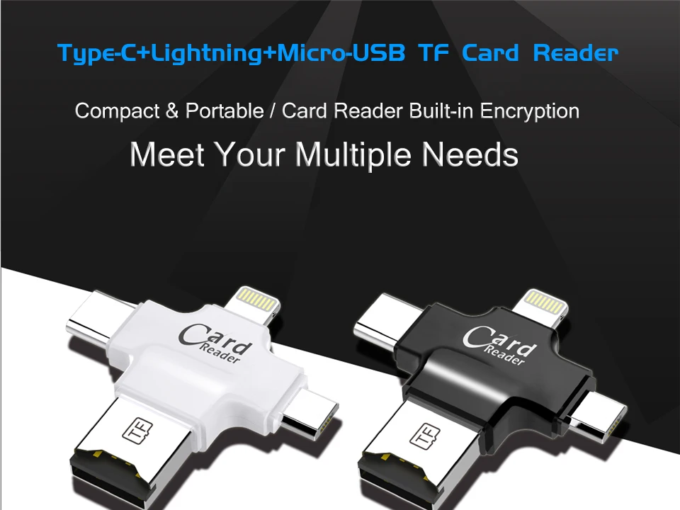 Все в 1 TF устройство для чтения Micro-SD карт мульти-система Совместимость Горячая замена адаптер кардридер для Android iPhone type-C устройства