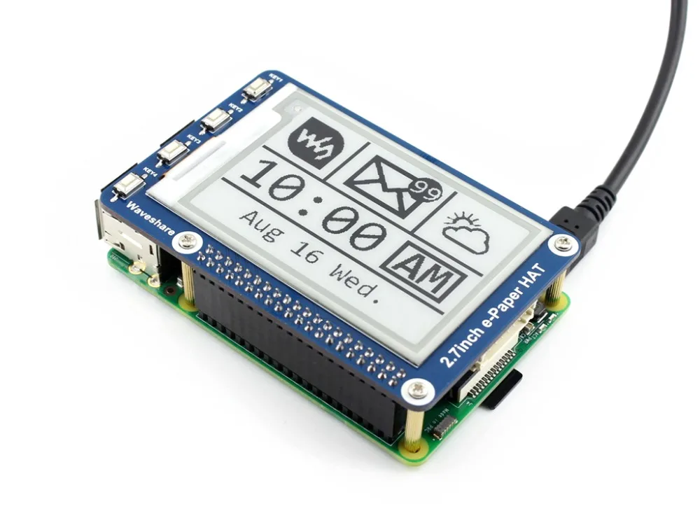 Waveshare 2,7 дюймов E-Ink дисплей шляпа для Raspberry Pi 2B/3B/3B+/Zero черный/белый e-бумага SPI интерфейс Ультра низкое потребление