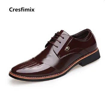 

Cresfimix zapatos hombre business man classic brown high quality pu leather shoes lady cool casual office & business shoes a2938