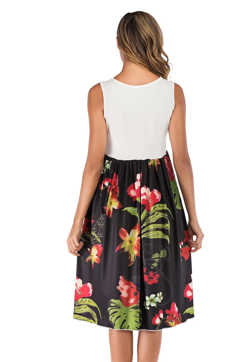 European and American women's cross deep V-neck belt waist seven-point sleeve pregnancy skirt European and American style fashio
