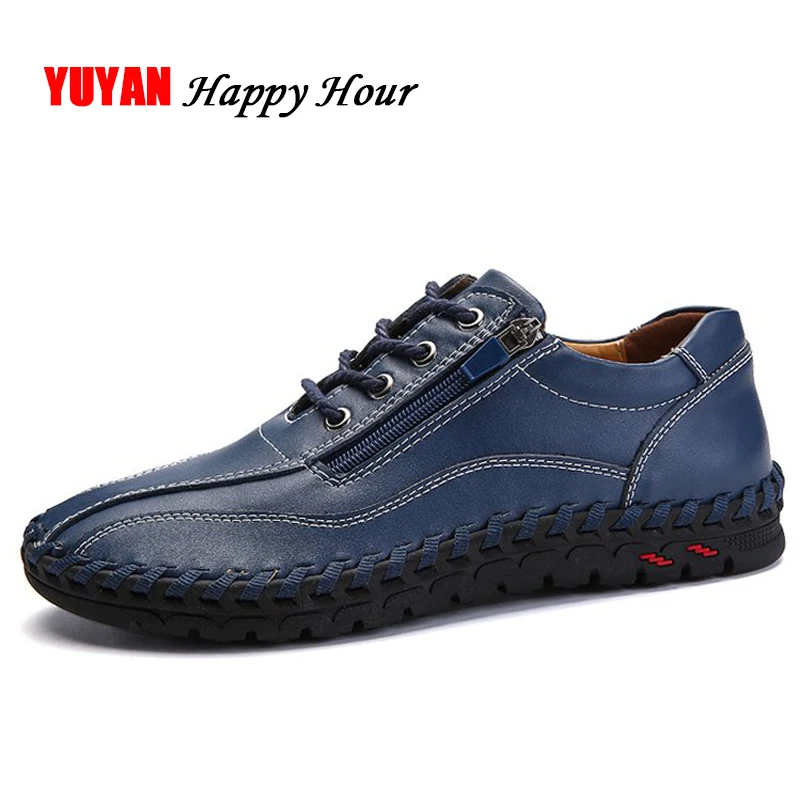 

New 2019 Fashion Brand Footwear Men Genuine Leather Shoes High Quality Men's Casual Shoes Plus Size 45 ZHK171