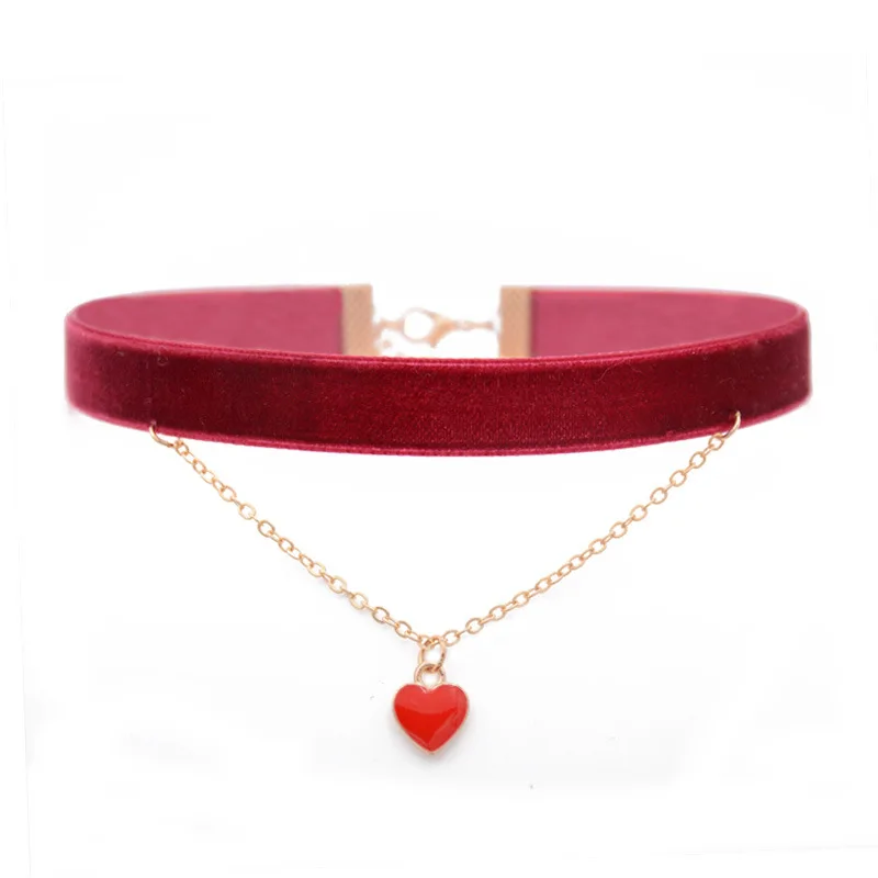 Green Black Red Korean Cute Multi Layer Heart Chains Lace Chokers Necklaces for Women Velvet Choker Necklace Bohemia - Image 2