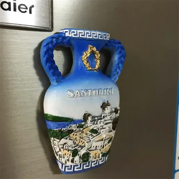 

Free shipping Greek Santorini Flower Vase Fridge Magnets Figures Europe Tourist Souvenir home decorate toy party supply gifts