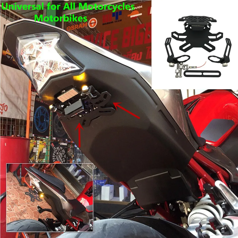 Universal Motorrad Registrierung Kennzeichen Halter LED Licht Für Aprilia  RSV4 FABRIK/RSV4-R/RR 2009-2017 2018 TUONO/R 03-09 - AliExpress