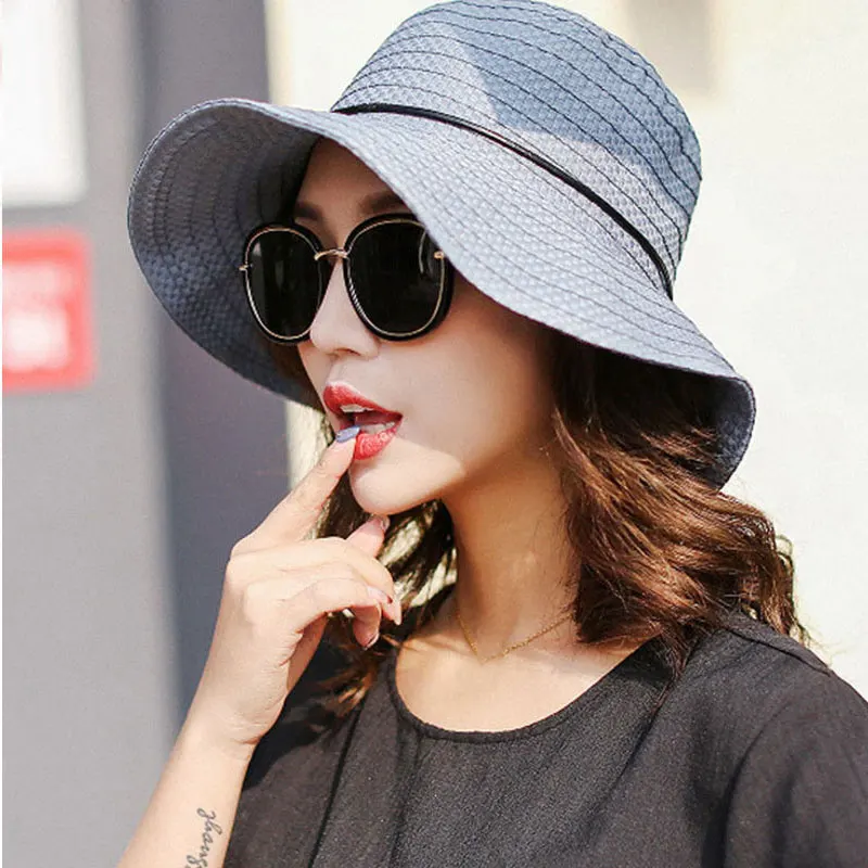 Fashion Sun Hat Women Summer Wide Large Brim Beach Shape Sunscreen Cap