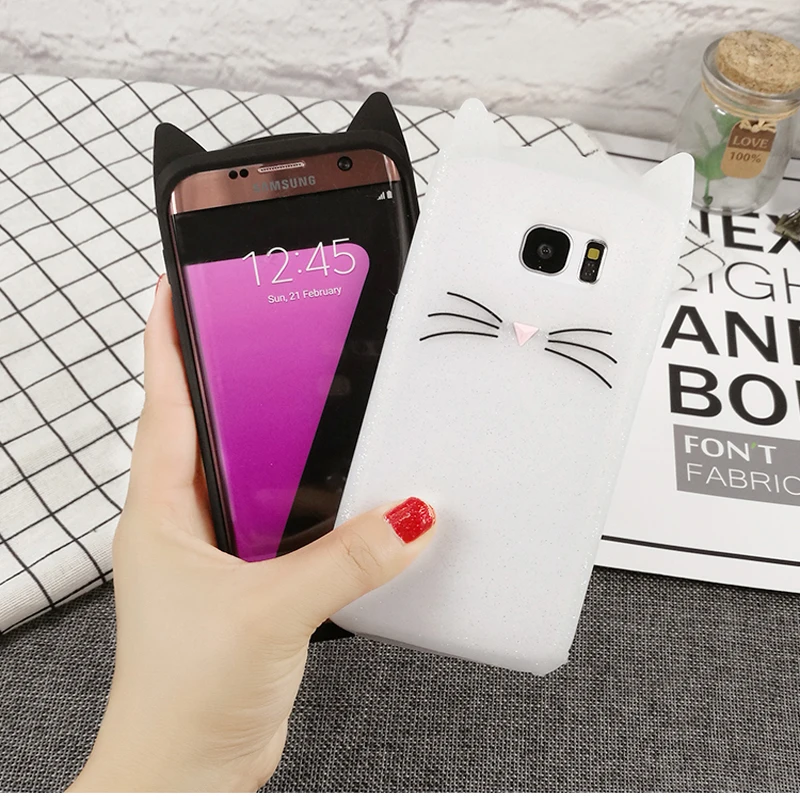 

3D Bearded Cat Soft Silicone phone Case Cover For samsung galaxy s6 s7 edge plus s8 s8plus j710 j510 Mobile Phone Bag funda