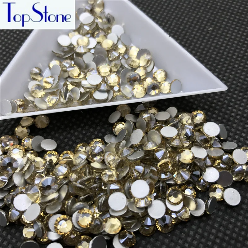 

Topstone golden shadow Nail Art Rhinestone Flatback SS3-SS34 Gold Champagne Color 3D Glue On Non Hotfix Crystal Rhinestones