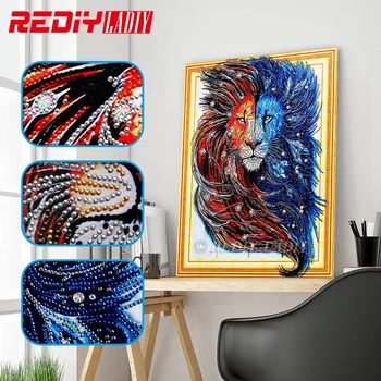 

5D Special Shaped Diamond Embroidery Crystal King of Lion DIY Diamond Painting Shining Round Rhinestones Cross Stitch Home Decor