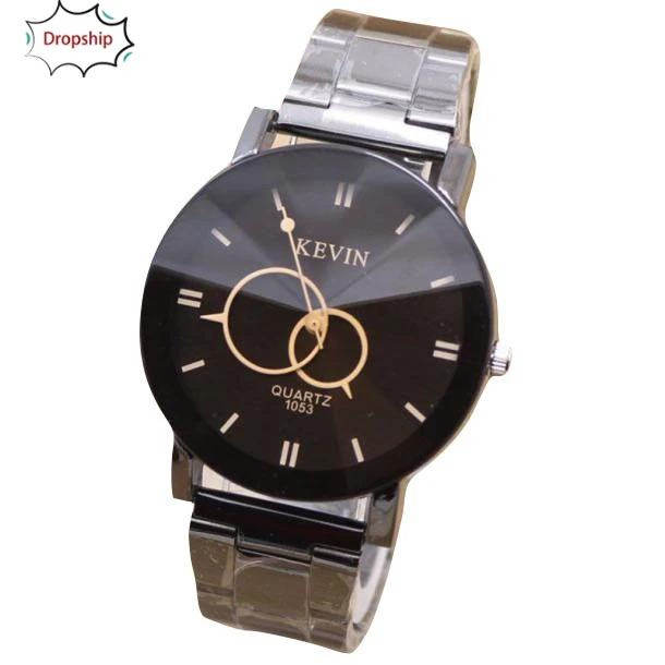 

OTOKY Design Black Stainless Steel Band Round Dial Quartz Wrist Watch Men Gift 18Oct5