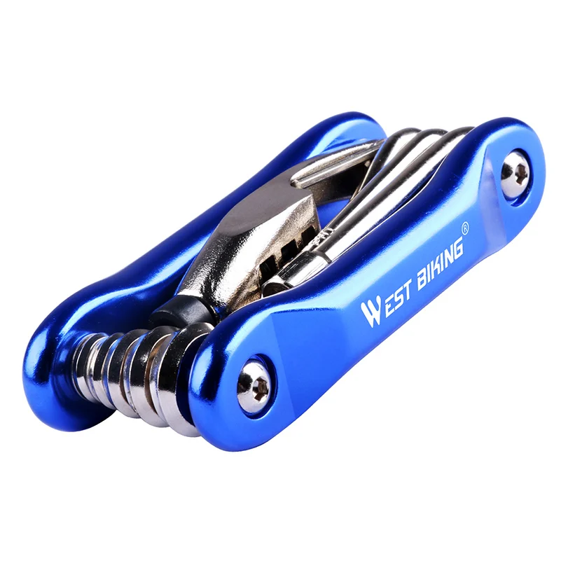 West biking 10 в 1 многофункциональные инструменты для ремонта велосипедов комплект для обслуживания из углеродистой стали велосипедный складной ключ Ferramenta велосипедные инструменты - Цвет: Blue