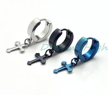 

New Arrival 316L Statinless Steel Earring Fashion Cross Ear Stud Fake Ear Expander Men's Ear Ring 50PCS/LOT Free Shipping