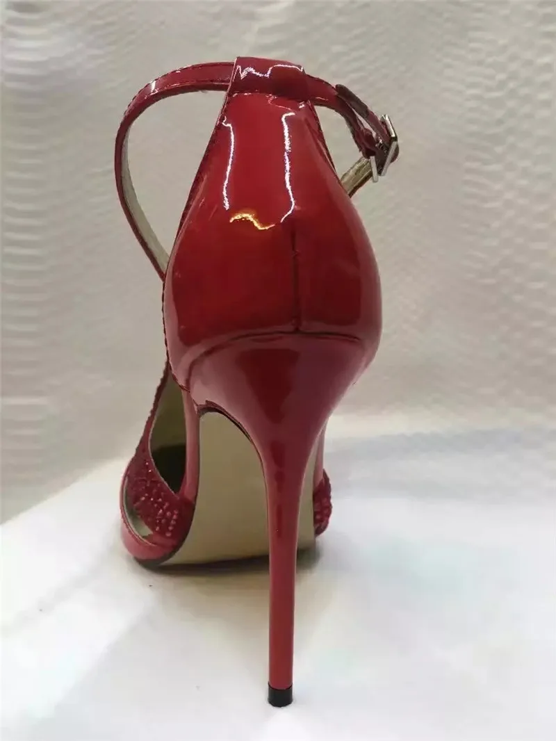 Pompes Soirée red Cloutés En Talons Sexy Cuir Hauts Cristal Femme Bling Mince Rouge Chaussures De Black Femmes Strass Boucle Verni qBXfBC