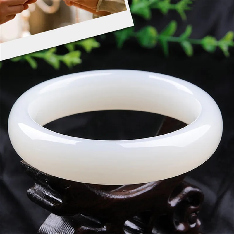 

Certificate Fine Jewelry white cuff cyan calcite jade BEAUTIFUL sweet women charm bangle bracelet luck gift box