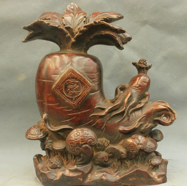 

10'' China Turnip Radish Bessing Lucky Bronze Statue R0712