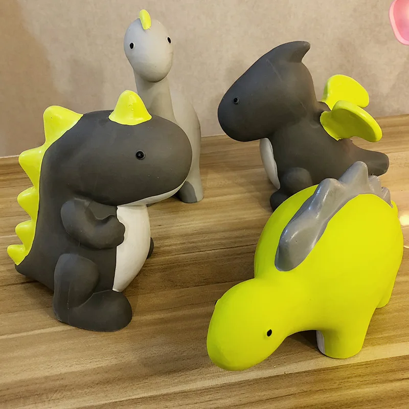Cute Dinosaur Rubber Dog Pet Cat Squeaky Sound Toy Small Big Dog Chew