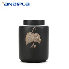 Творческий кленовые листья узор контейнеры для чая Винтаж грубая Керамическая пиала керамиковая чайница канистра для хранения бутылки для пряностей Еда закупориваемая банка