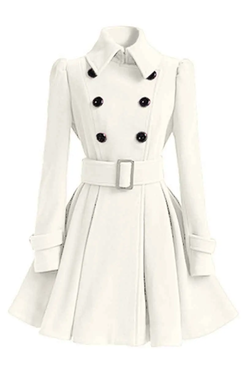 HOT 2019 autumn winter Europe United States Casual paragraph overcoat woolen cloth Slim coat dust coat female waist belt dress
