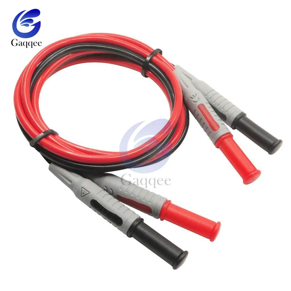 

1 pair 2pcs P1032 Multimeter Test Cable Injection Molded 4mm Banana Plug Test Line Straight to Curved Test Cable Black+Red