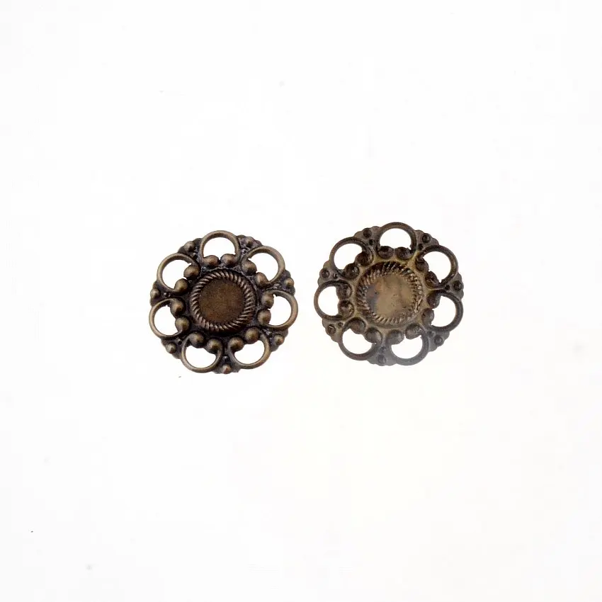 

Bronze Flower Filigree Cabochon Setting Wraps Connectors Crafts Decoration DIY Embellishment 26x26mm