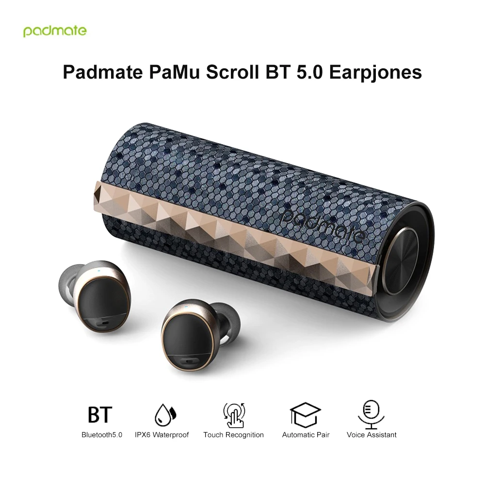 

Padmate PaMu Scroll TWS True Wireless Earbuds Bluetooth 5.0 IPX6 Waterproof Mini In-Ear Earphones Headset For Mobile Phone PC