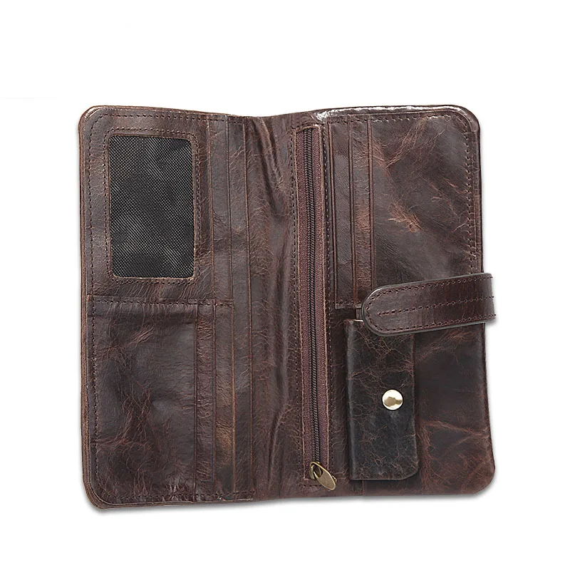 Designer Genuine Leather Men Wallet Hasp Design Business Male Wallet Fashion Purse Card Holder Long Clutches Wallet Men Gift