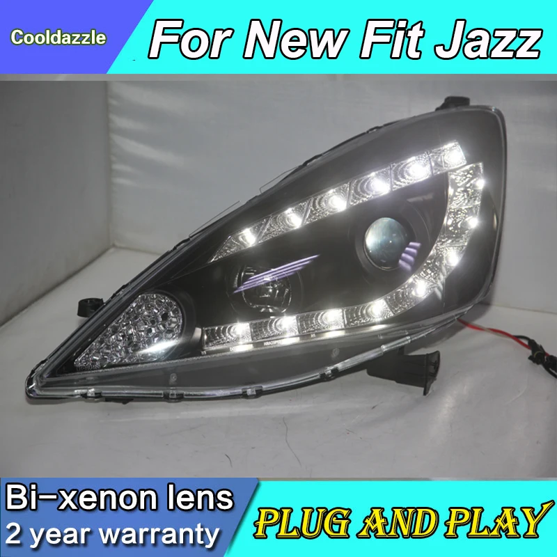 Стайлинг автомобиля для HONDA Fit Jazz светодиодсветодиодный фары с ангельскими