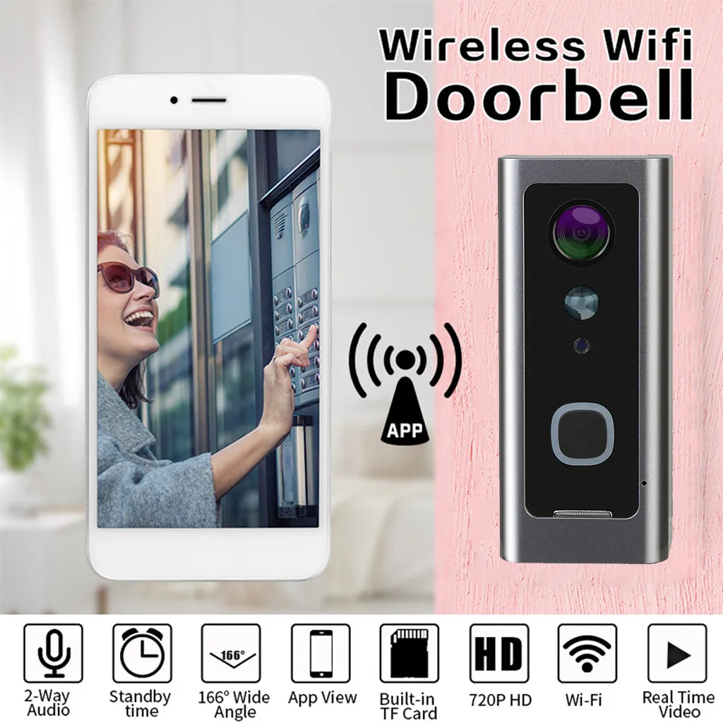 WIFI Video Doorbell Smart Doorbell 720P HD Wifi Security Camera Night Vision Doorbell Viewers video Remote smart wifi battery