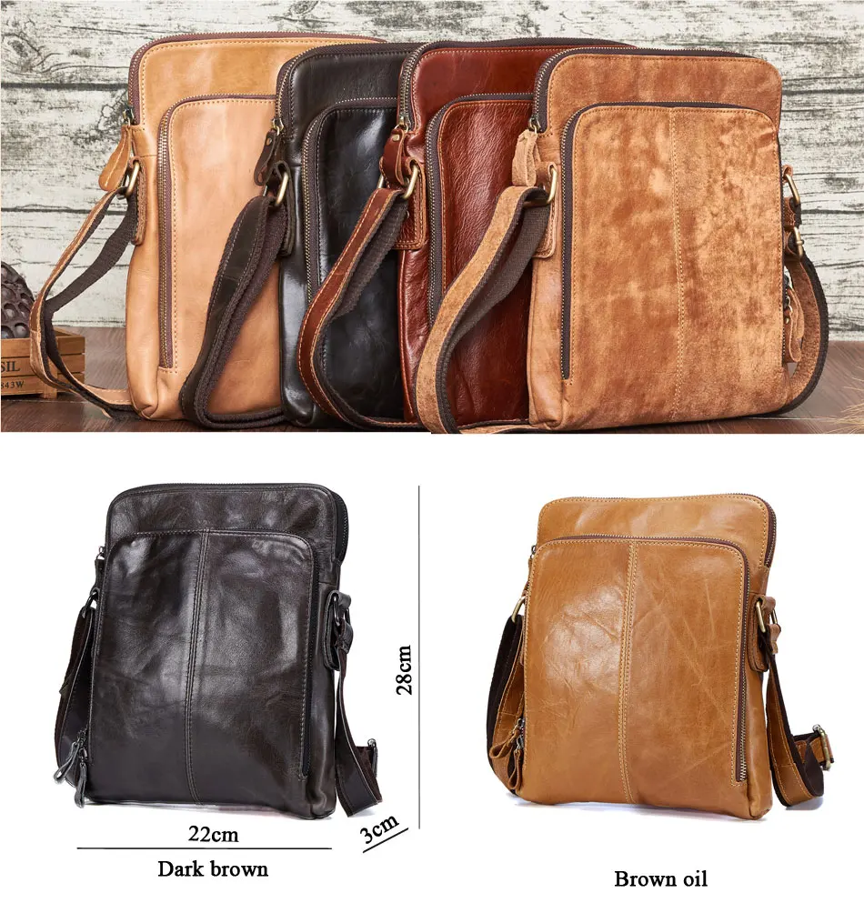 Oxleaz Slim Vintage Genuine Leather Mens Messenger Bags Small Man 8674 01 03