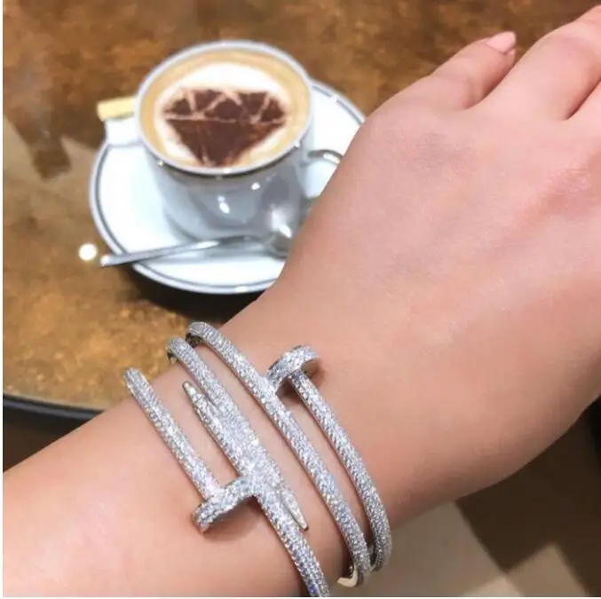

Accking Luxurious AAA Zircon Elements Bracelet bangle white gold-color Fashion Jewelry Made with Wholesale