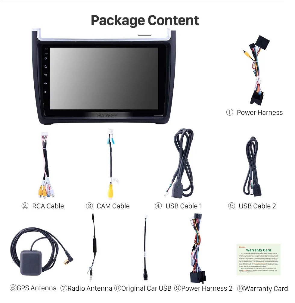 Perfect Harfey for VW Volkswagen Polo 2012-2015 9" Android 8.1 Car Audio Stereo GPS Navigation with 1080P Video Bluetooth car Radio SWC 20
