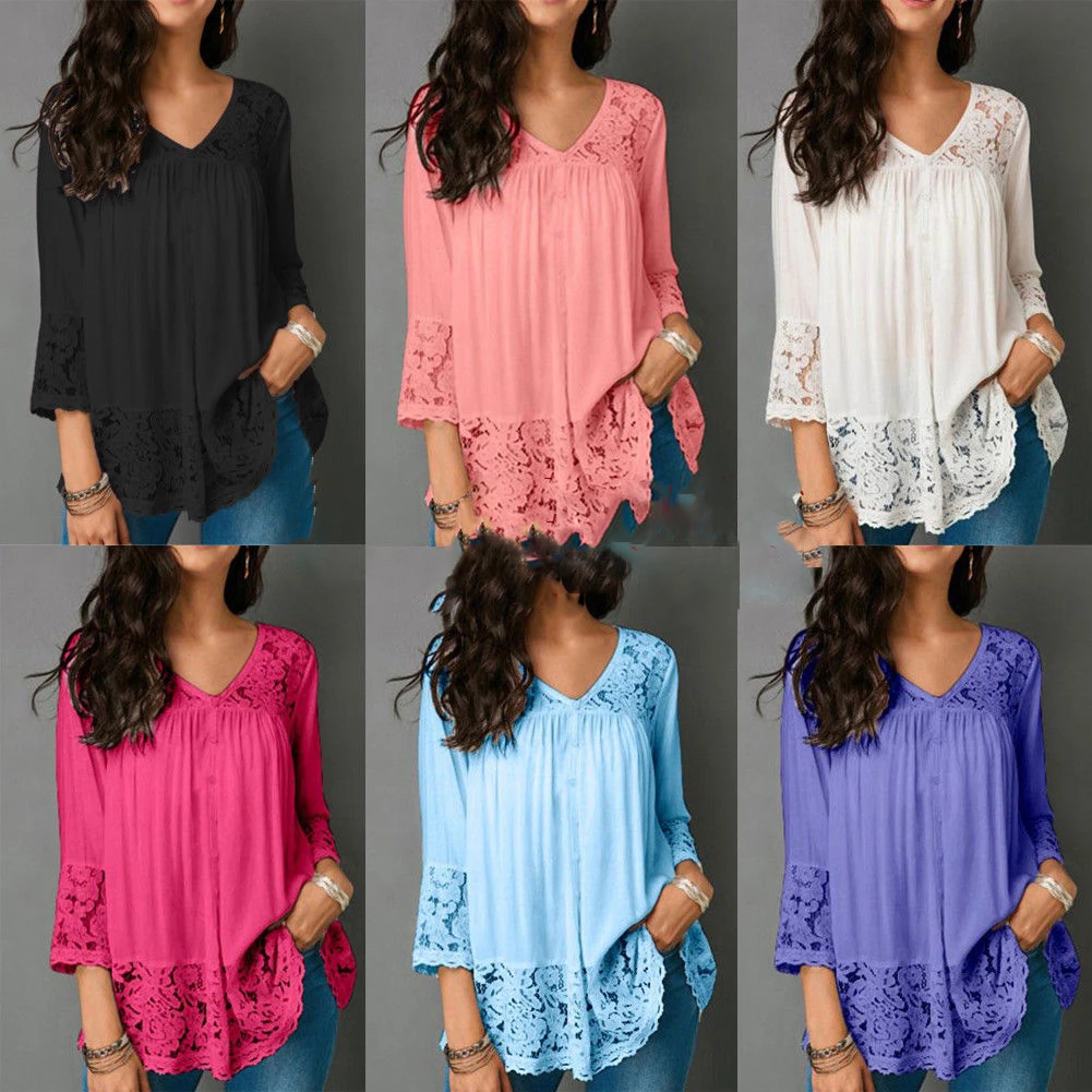 long sleeve lace shirt plus size