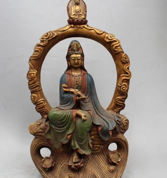

Tibet Buddhism Old Bronze Bronze Painting RuYi Bodhisattva Kwan-Yin Goddess