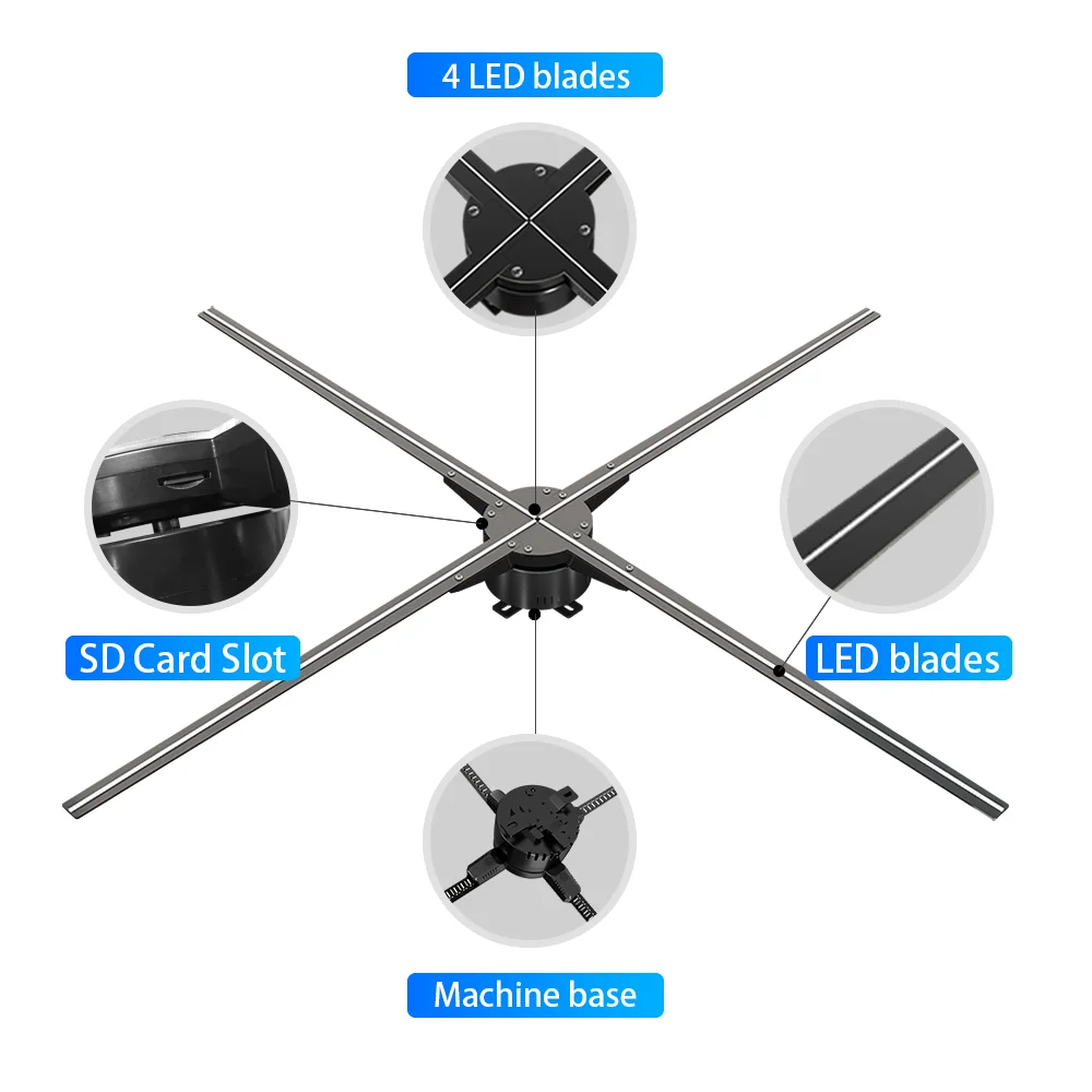 3D Голограмма дисплей 3D светодиодный вентилятор голографический рекламный светильник голограмма вентилятор светодиодный wifi приложение управление с крышкой набор по индивидуальному заказу