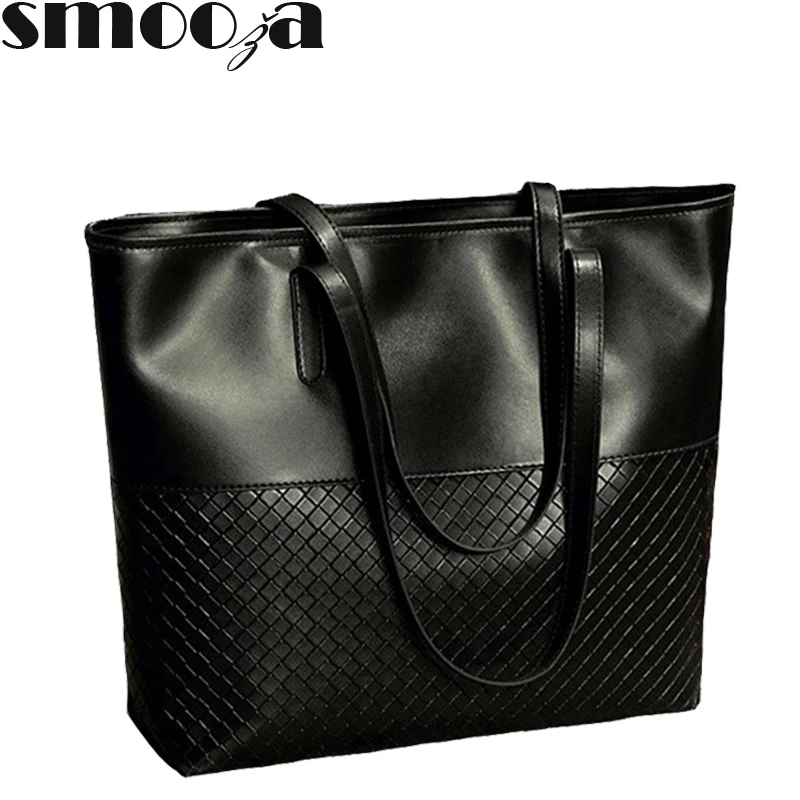 

SMOOZA Women's Large capacity handbag female High Quality soft Pu leather shoulder bag Luxury Brand Top Handle Bags Ladies Totes