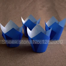 100 шт./упак. синий Тюльпан Форма для маффинов кексов коврик для выпечки