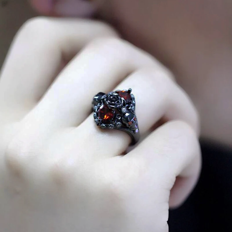 ERLUER модное кольцо для женщин очаровательное кольцо с черным черепом Свадебные украшения повседневные праздничные обручальные кольца дружба подарки на день Святого Валентина