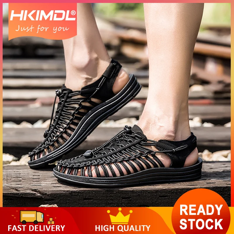 

HKIMDL 2019 New Casual Shoes Breathable Male Mesh Shoes Classic Tenis Masculino Shoes Zapatos Hombre Sapatos Hand-Knit Sandals